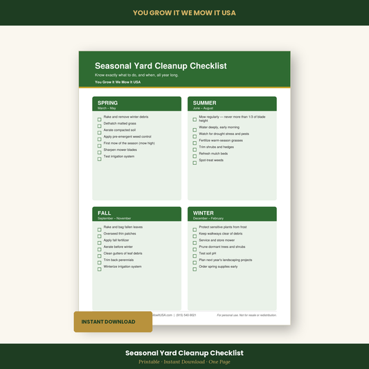 Seasonal Yard Cleanup Checklist | Printable Lawn Care Guide