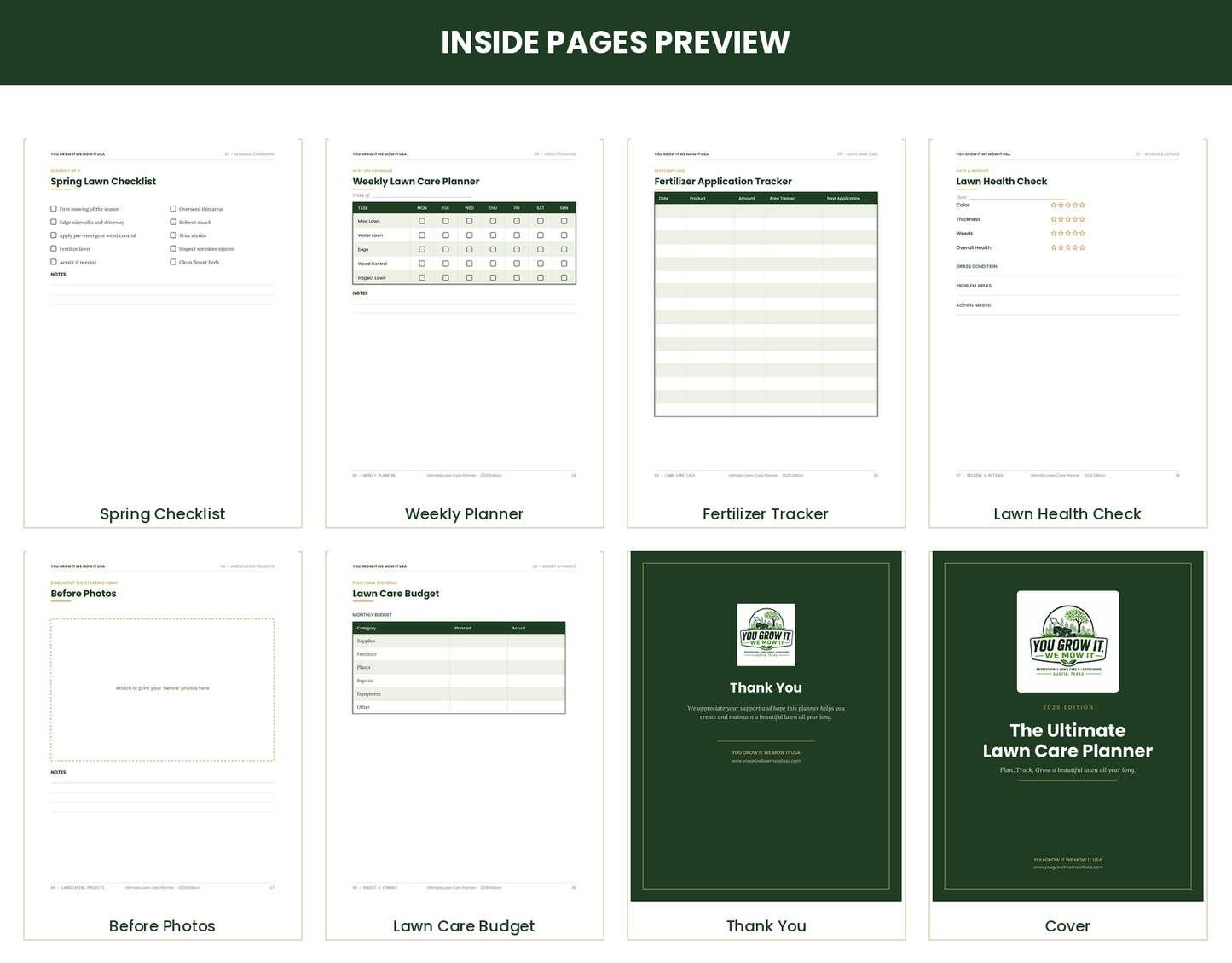 🌿 Ultimate Lawn Care Planner 2026 | Printable PDF | Lawn Maintenance Planner | Instant Digital Download